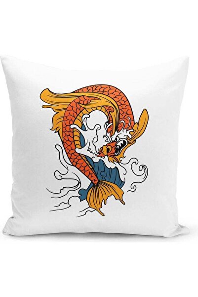 Generic Dragon Fish Decorative Throw Pillow White