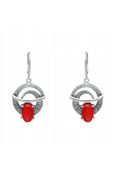 NO BRAND Cercei de argint cu coral | bijuterii elegante de damă |   argint 925