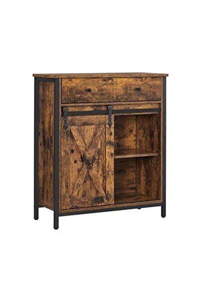 VASAGLE Comodă Model Allen, Maro Rustic/Negru, 70x30x80 cm