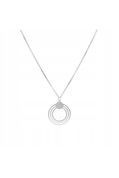 NO BRAND Colier cu cerc geometric din argint placat cu rodiu