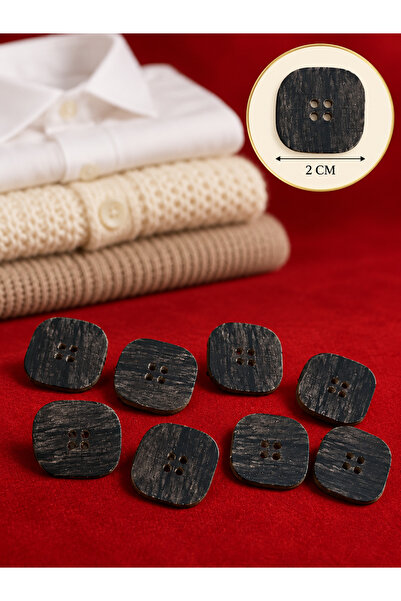 İMREN AKSESUAR Dark Brown and Coffee Square Patterned Asymmetrical Button 2 c...