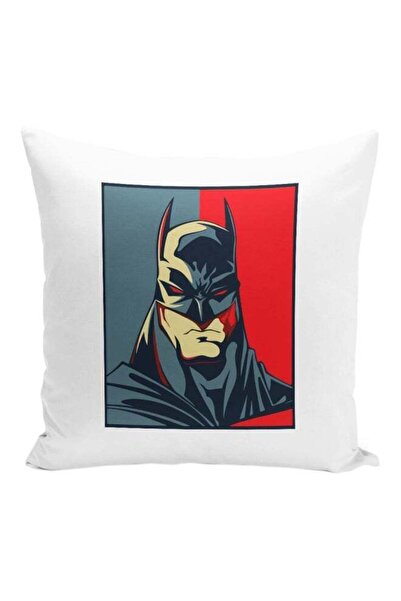 Generic Batman Printed Decorative Pillow White/Red/Blue 16x16inch