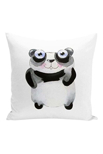 Generic Cartoon Panda Decorative Pillow White/Black/Grey 16x16inch