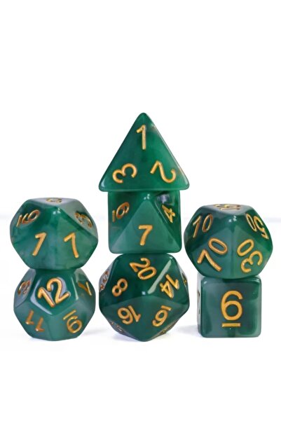 NO BRAND Set de zaruri din jad verde cu imprimeu auriu, 7 piese, D4-20 K20 RP...