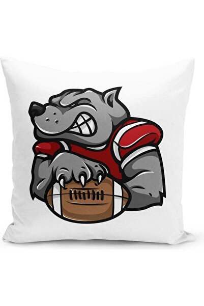 Generic Bull Dog Themed Decorative Throw Pillow White/Red/Grey 40x40cm