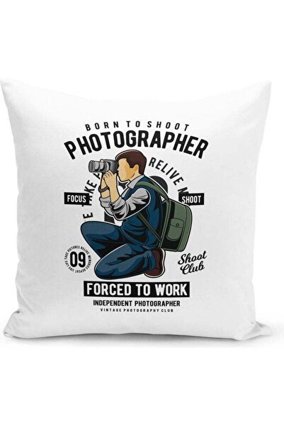 Generic Photographer Gift Themed Decorative Throw Pillow White/Blue/Black 40x...