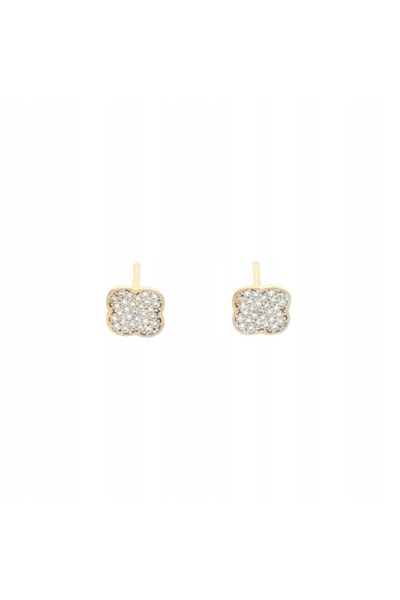 NO BRAND Cercei boboci de floare cu zirconiu cubic aur 585