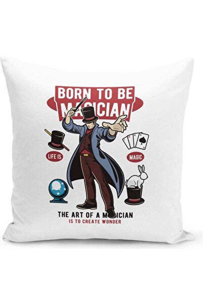 Generic Magician Design Themed Decorative Throw Pillow White/Red 40x40cm