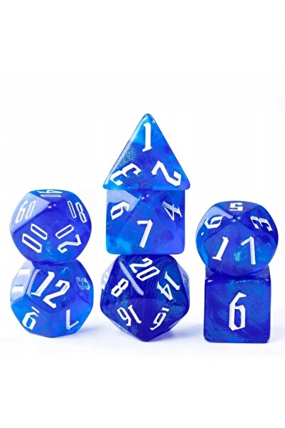 NO BRAND Set de zaruri Baldur's Gate, 7 piese, cu imprimeu alb-albastru, D4-2...