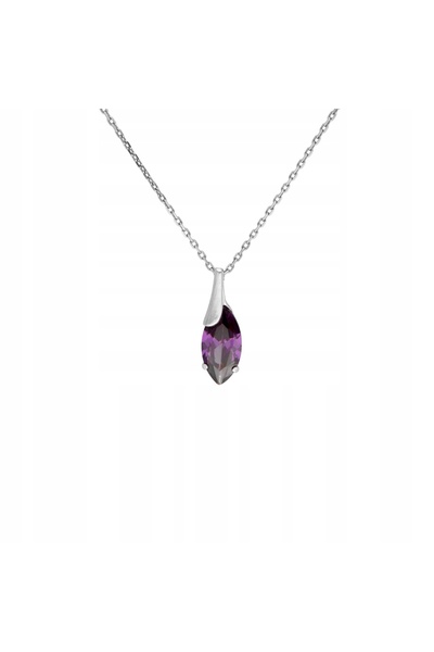 NO BRAND Wisior cu zirconiu violet în formă de lacrimă, din argint