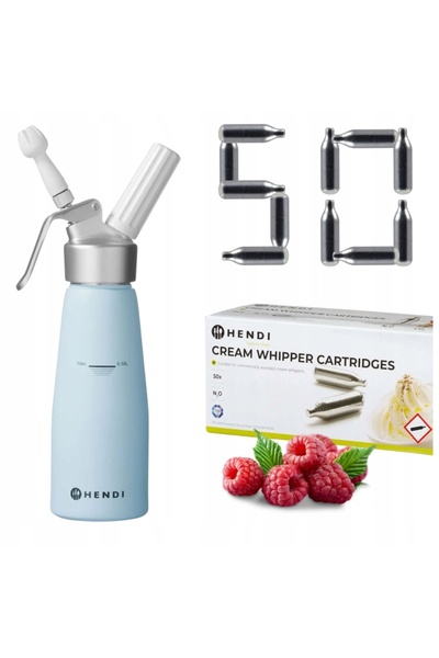 NO BRAND Încărcător de frișcă albastru pastel 0.5l + 50 cartușe N2O Hendi 975862