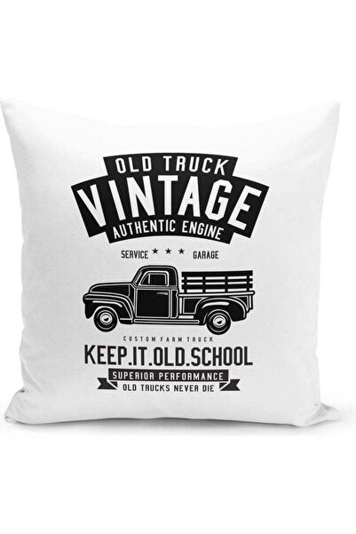 Generic Vintage Truck Design Decorative Pillow White/Black