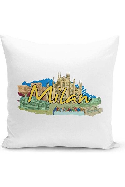 Generic Milan Themed Decorative Throw Pillow White/Yellow/Green 40x40cm