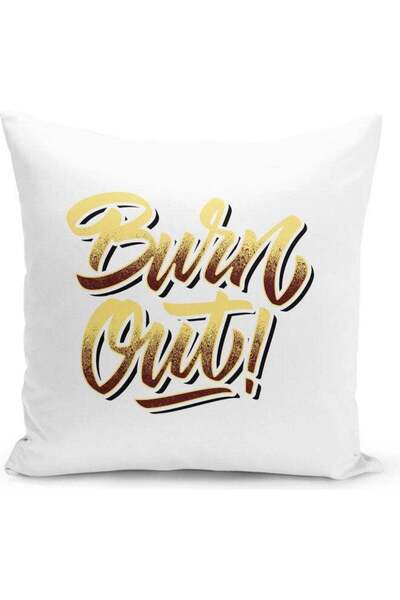 Generic Burn Out Print Decorative Pillow White/Yellow