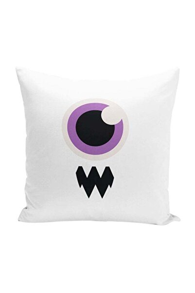 Generic Scary Monster Decorative Throw Pillow White/Purple/Black 16 x 16inch