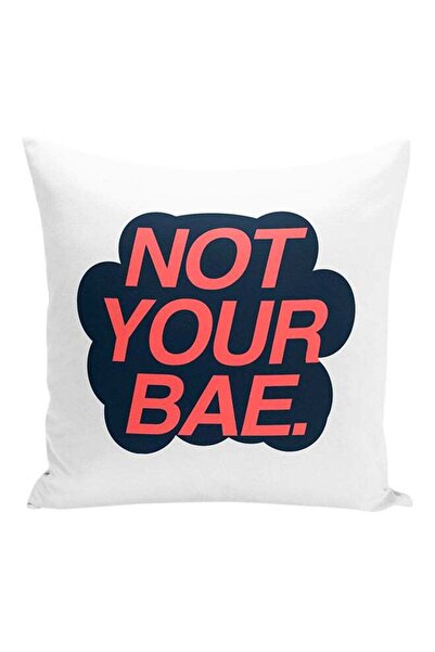 Generic Not Your Bae Printed Decorative Pillow White/Blue/Red 16x16inch