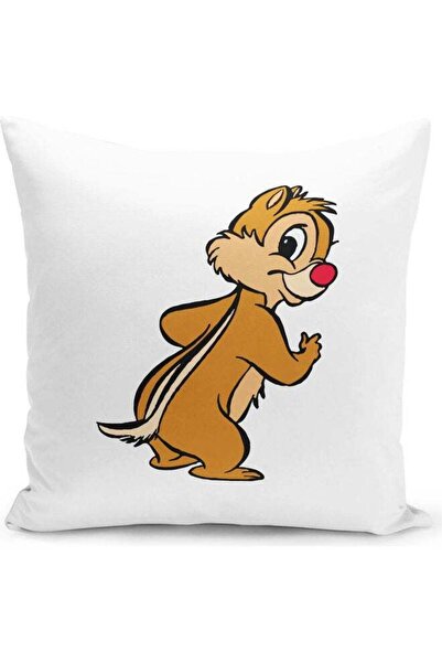 Generic Cartoon Squirrel Chip And Dale Themed Throw Pillow White/Red/Yellow 1...