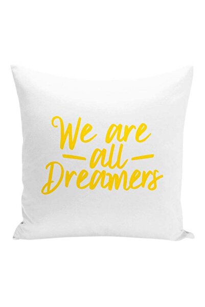 Generic We Are All Dreamers Decorative Pillow White/Yellow 16x16inch