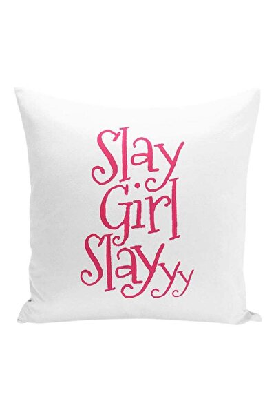 Generic Quote Printed Decorative Pillow White/Pink 16x16inch