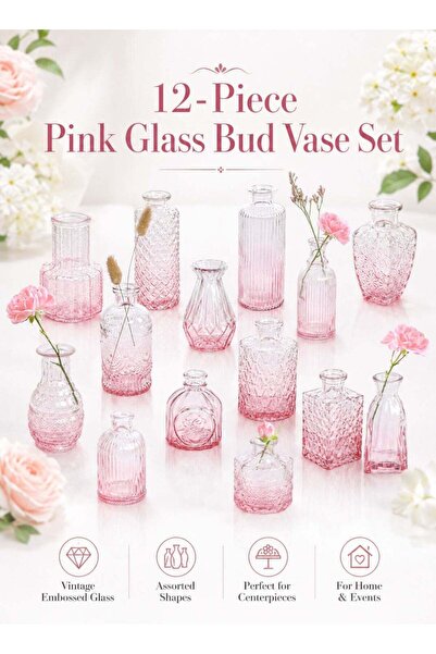 Generic Glass Bud Vases Set of 12,Small Glass Vase for Centerpieces,Small Vas...
