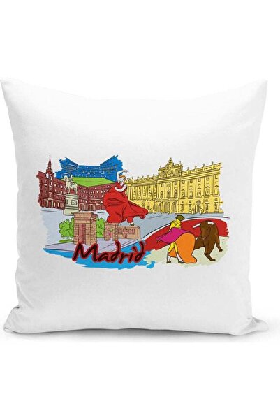 Generic Madrid Themed Decorative Throw Pillow White/Yellow/Red 40x40cm