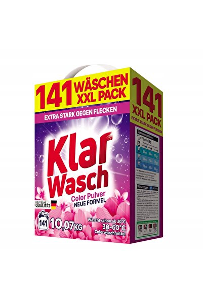 Klar Detergent pudră pentru rufe colorate 10,07 kg Ambalaj colorat XXL 141 sp...