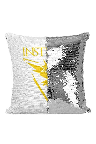 Generic Pokémon Go Team Instinct Logo Sequin Throw Pillow Silver/White/Yellow...