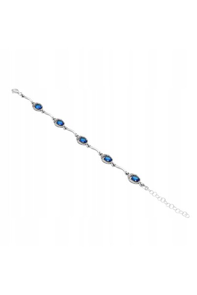 NO BRAND Brățară cu zirconiu safir argintiu