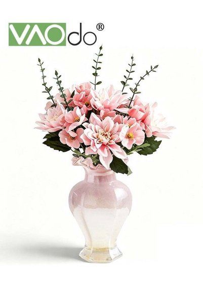 Generic Handblown Glass Flower Vase, Artistic Curved Rim Vase, Bouquet Holder...