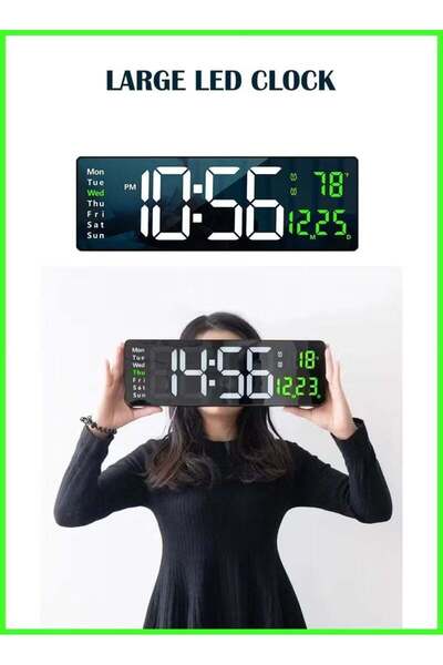 Generic 16.2-Inch Digital Wall Clock with LED Display, Remote Control, Automa...