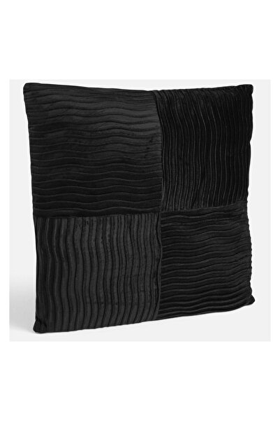 OEM Pernă decorativă neagră 45x45 cm din catifea cu relief – adaugi textură e...