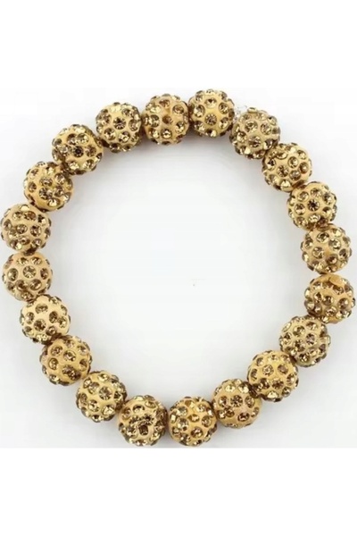 NO BRAND Brățară elastică cu mărgele Shamballa galbene, lucrată manual