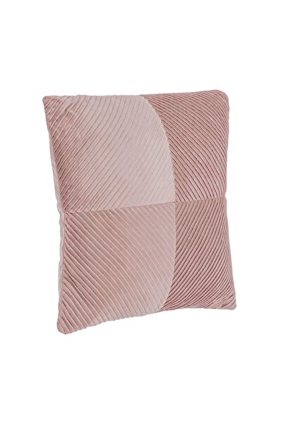 OEM Pernă Decorativa Roz Nude Velvet cu Dungi Reliefate pentru Canăpea 45x45c...