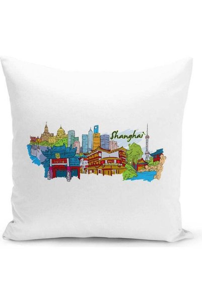 Generic Shanghai Printed Decorative Pillow Multicolour