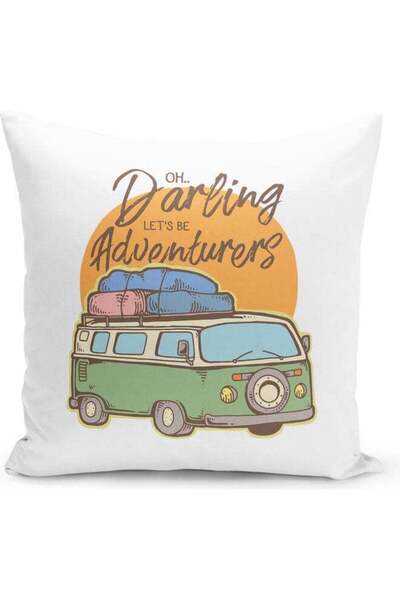 Generic Adventure Quote Themed Decorative Throw Pillow White/Yellow/Green 40x...