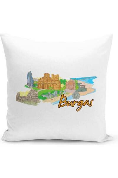 Generic Burgas Print Decorative Pillow Multicolour