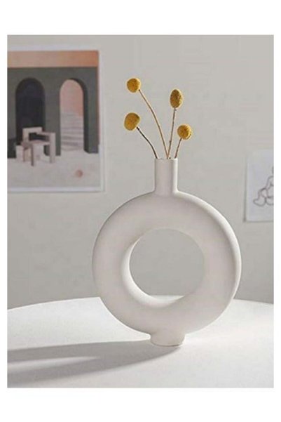 Generic Modern Minimalist Design Ceramic Circle Hollow Flower Vase