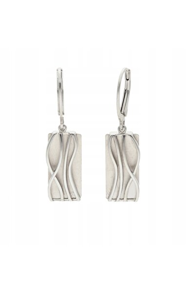 NO BRAND Cercei dreptunghiulari din argint placat cu rodiu
