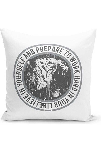 Generic Work Hard Themed Decorative Throw Pillow White/Black 40x40cm