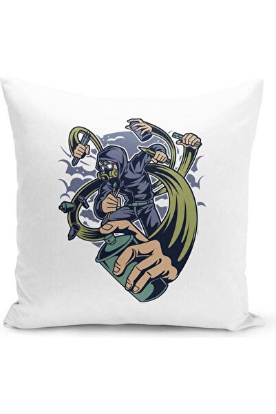 Generic Graffiti Artist Themed Decorative Throw Pillow White/Silver/Purple 40...