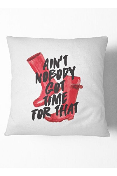 Generic Time And Boots Printed Throw Pillow White/Red/Black 16 x 16inch