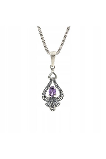 NO BRAND Pandantiv ornament din argint cu zirconiu cubic violet
