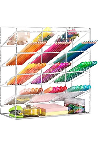 GENERAL BEYGORM Acrylic Vertical Marker Organizer,Angled Pen Holders Desktop ...
