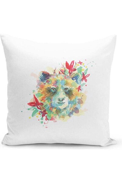 Generic Cute Racoon Themed Decorative Throw Pillow White/Pink/Green 40x40cm