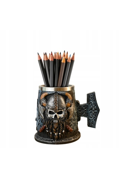 NO BRAND Organizator metalic pentru ustensile de birou UNDEAD VIKING 10X14 CM