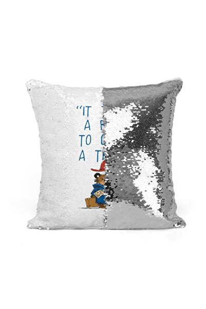 Generic Printed Sequint Throw Pillow Silver/White/Blue 16x16inch
