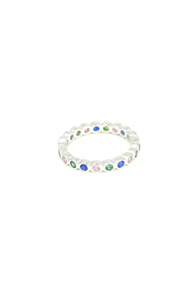 NO BRAND Inel cu zirconiu cubic colorat, argint rodiat 9