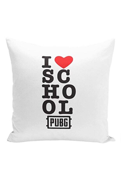 Generic I Love School Printed Cushion White/Black/Red 16x16inch