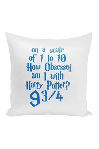 Generic Quote Printed Throw Pillow White/Blue 16x16inch
