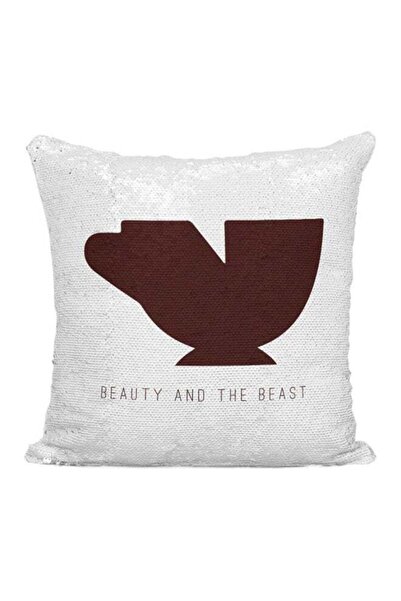Generic Beauty And The Beast Kettle And Cup Printed Sequined Throw Pillow Sil...